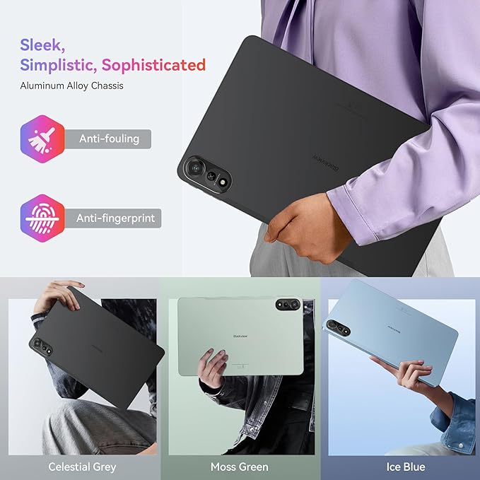 Blackview 12 inch Tablet Android 15,Large Screen Tablet with FHD+2K Display, 24GB RAM + 256GB ROM, 5G WiFi, 9000mAh, Pen &Case, Octa-core Unisoc T615, Widevine L1, Google GMS- MEGA 2