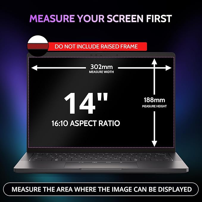 Peslv 360° 4 Way Laptop Privacy Screen for 14 Inch 16:10 Aspect Ratio Computer Monitor, Anti Glare Blue Light Spy Filter Private Cover, Bubble-Free Black Security Protector