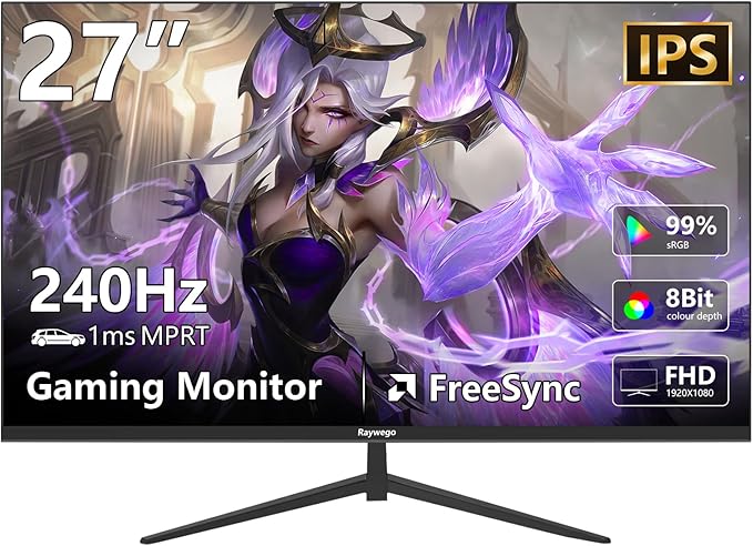 27inch Gaming Computer Monitor IPS 240Hz FHD(1920×1080P), 99% sRGB,1ms Response Time, 400cd/m²,AMD Freesync, Crosshair & Eye-Care Tech,Low Blue Light,HDMI 2.0,DP 1.4,Supports Wall-Mounted