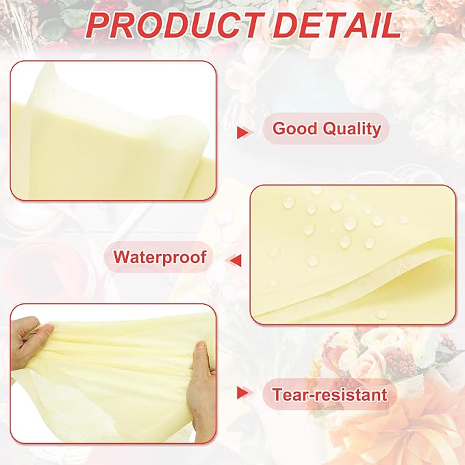 PATIKIL Flower Wrapping Paper 29.5 Ft x 22.8 Inch, Cotton Wrapping Flower Paper Tissue Paper for Flower Bouquet Gift Wrapping Valentine's Day Graduation Gift Floral Wrap, Beige