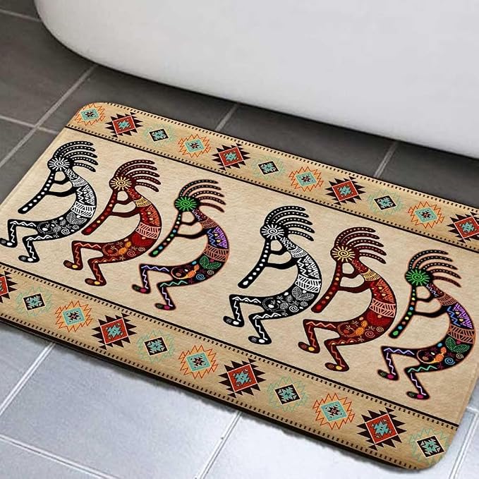DYNH Southwest Bathroom Rugs, Native American Aztec Bath Mat, Southwestern Navajo Abstract Retro Tribal Geometric Boho Bathroom Mat Bath Rugs,17X29Inches