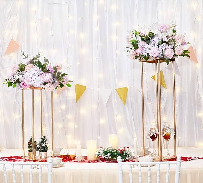 10 Pcs Tall Wedding Elegant Metal Flower Centerpieces, 23.6" Gold Flower Stand Vase Display Column for Wedding Event Reception Table, Wedding Geometric Vases for Party Table, Home Décor