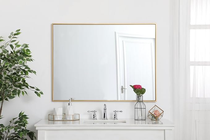 Elegant Decor Eternity 40" x 30" Contemporary Metal Frame Mirror in Black