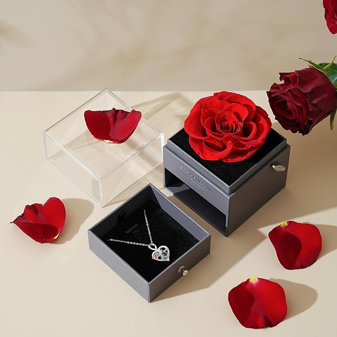 ADDWel Rose Gifts for Grandma Birthday, Unique Preserved Rose Music Box with Silver Grandma Necklace Gift for Grandmother Abuela Nana Bday Christmas Mother's Day from Grandkids, Grandmas Cute Presents