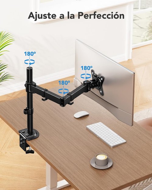 HUANUO Monitor Mount - Adjustable Arm for 13”-32” Monitors Up to 17.6 lbs | C-Clamp & Grommet Base