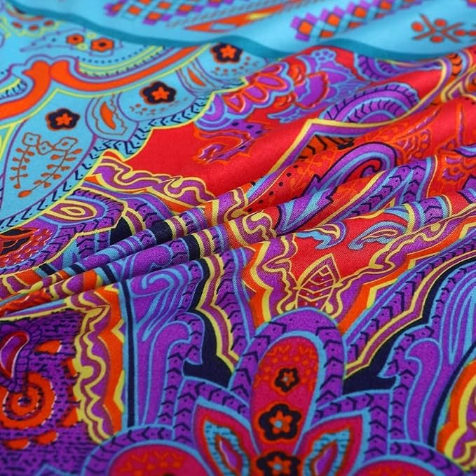 Boho Full Comforter Set Soft Chic 3 Pieces Bedding Full Comforter Set Lightweight Exotic Red Teal Bohemian Mandala Colorful Vintage Comforter Bed Set for All Seasons
