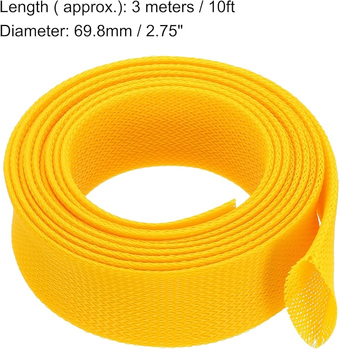 uxcell Expandable Sleeving,2 3/4-inch 10ft Cable Sleeve, Yellow