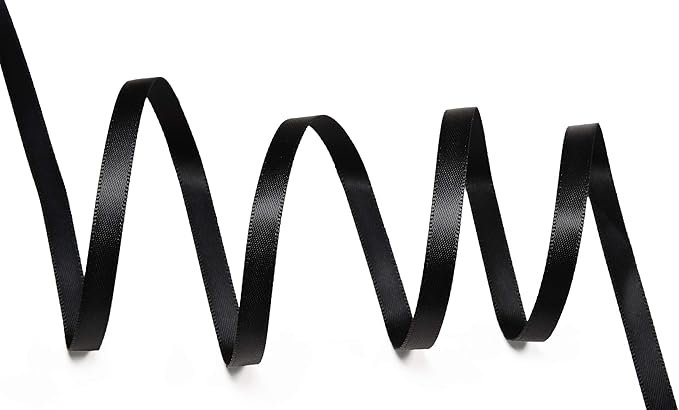 YAMA Black Double Faced Satin Ribbon 1/4 Inch 25 Yards Thin Black Ribbon for Gift Wrapping Crafts Bows Wedding Party Decoration
