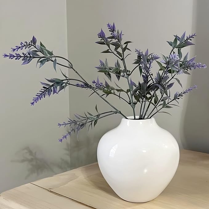 Willowy 5 Inch Small White Porcelain Vase with Glossy Finish - Small Vases for Flowers, for Centerpieces, Mini/Short White Vase