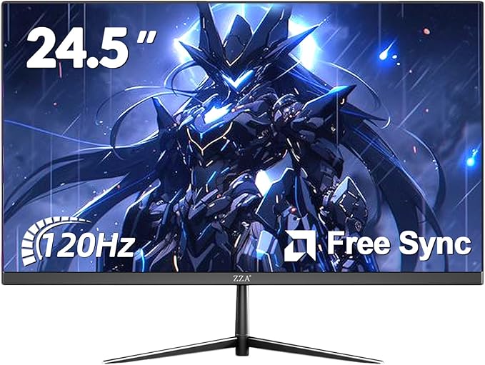 ZZA 24.5" 120Hz Curved Gaming Monitor | FHD 1080P Frameless Design, AMD FreeSync, Low Motion Blur, Eye Care Technology, DisplayPort & HDMI Connectivity, VESA Wall Mount Compatible - Black