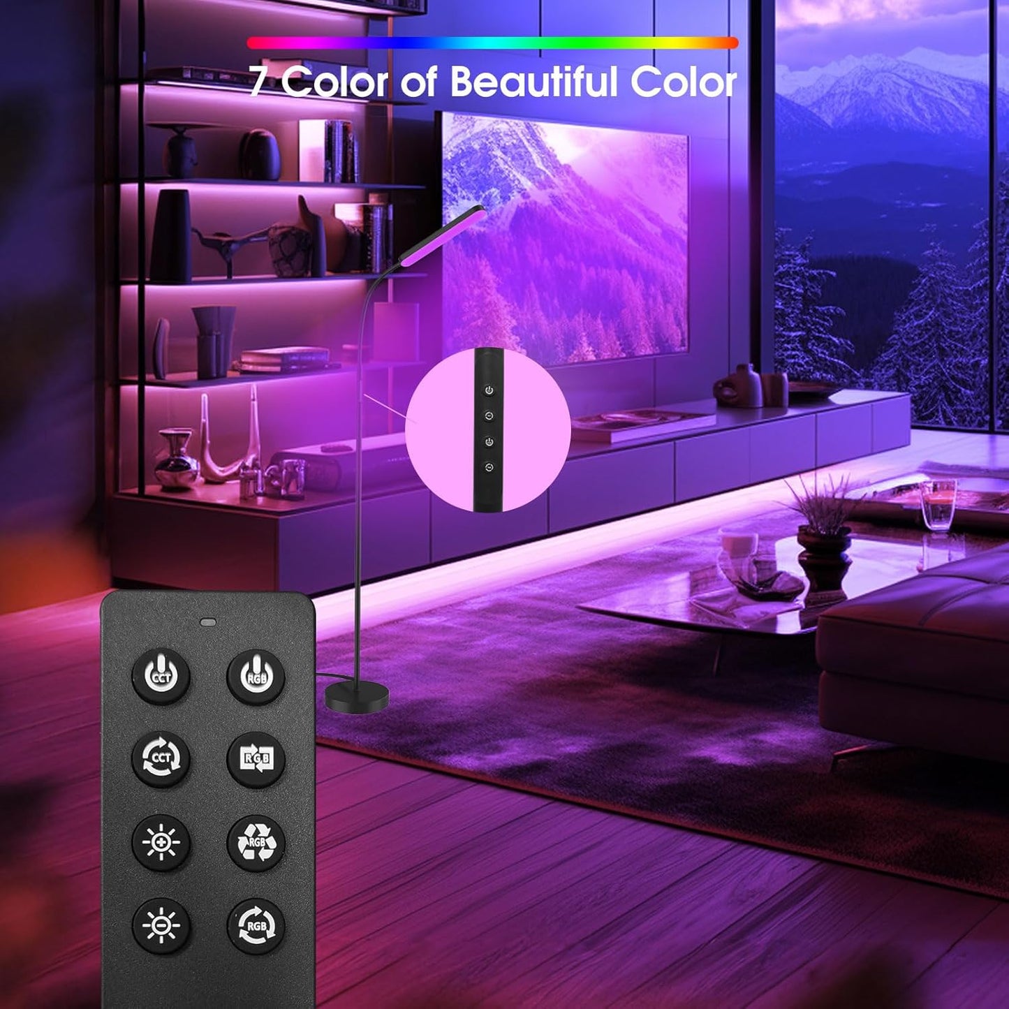 Wio-Mio RGB Color Changing Floor Lamp - Bright LED with Adjustable 3000K-6000K | Smart Remote Control for Bedroom & Gaming Room