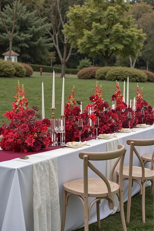2pcs 19inch Red Free Standing Flowers Ball Bouquet Artificial Rose Arrangements Balls for Wedding Centerpieces Tables Chair Aisle Runner Flowers Decorations