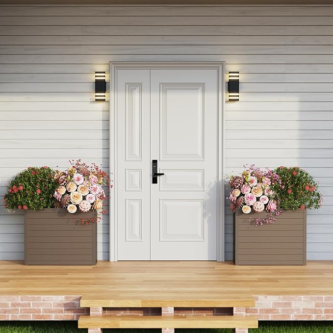 Outdoor Planter Box,Large Rectangular Planter for Indoor or Outdoor Patio/Porch, Durable All-Weather, Modern Design for Plants, Flowers, Garden (Brown)