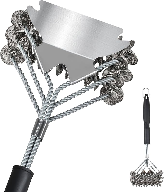 Grill Brush Scraper Bristle - 18" Stainless Grill Grate Cleaner Brush, Safe BBQ Brush for Grill - for Porcelain/Weber Gas/Charcoal Grill,
