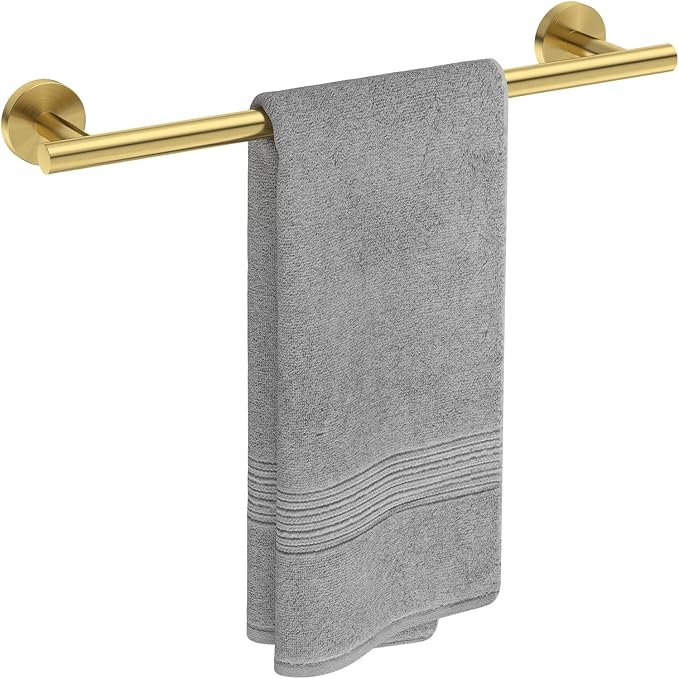 USHOWER Light Gold Towel Bar, 14-Inch Towel Racks for Bathroom Wall-Mounted, SUS304 Stainless Steel Towel Rod (Total Length 16-Inch)