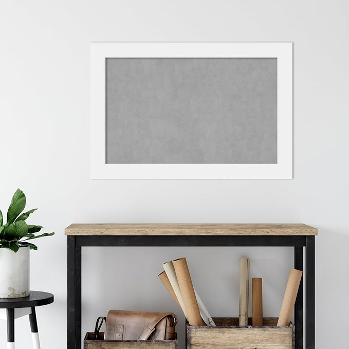 Amanti Art White Framed Magnetic Board 25x37 Large Vision Board for use with Magnets, 100% Metal Sheet to Display Items as Office Decor or for Home Organization in mudroom, Kitchen or Kids Room