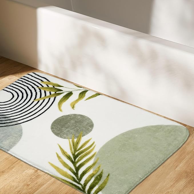 Bathroom Rugs Non-Slip Boho Bath Mat, Small Cute Bath Mat Soft Washable Bathmat Shower Rug for Bathtub Boho Decor