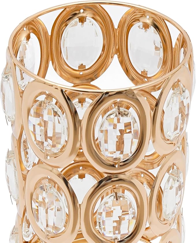 10 PCS Gold Wedding Centerpiece Vases, 24.02in Metal Crystal Wedding Centerpiece Vases, Crystal Metal Flower Vase Stand, for Wedding Party Reception, Dining Room Living Room Décor
