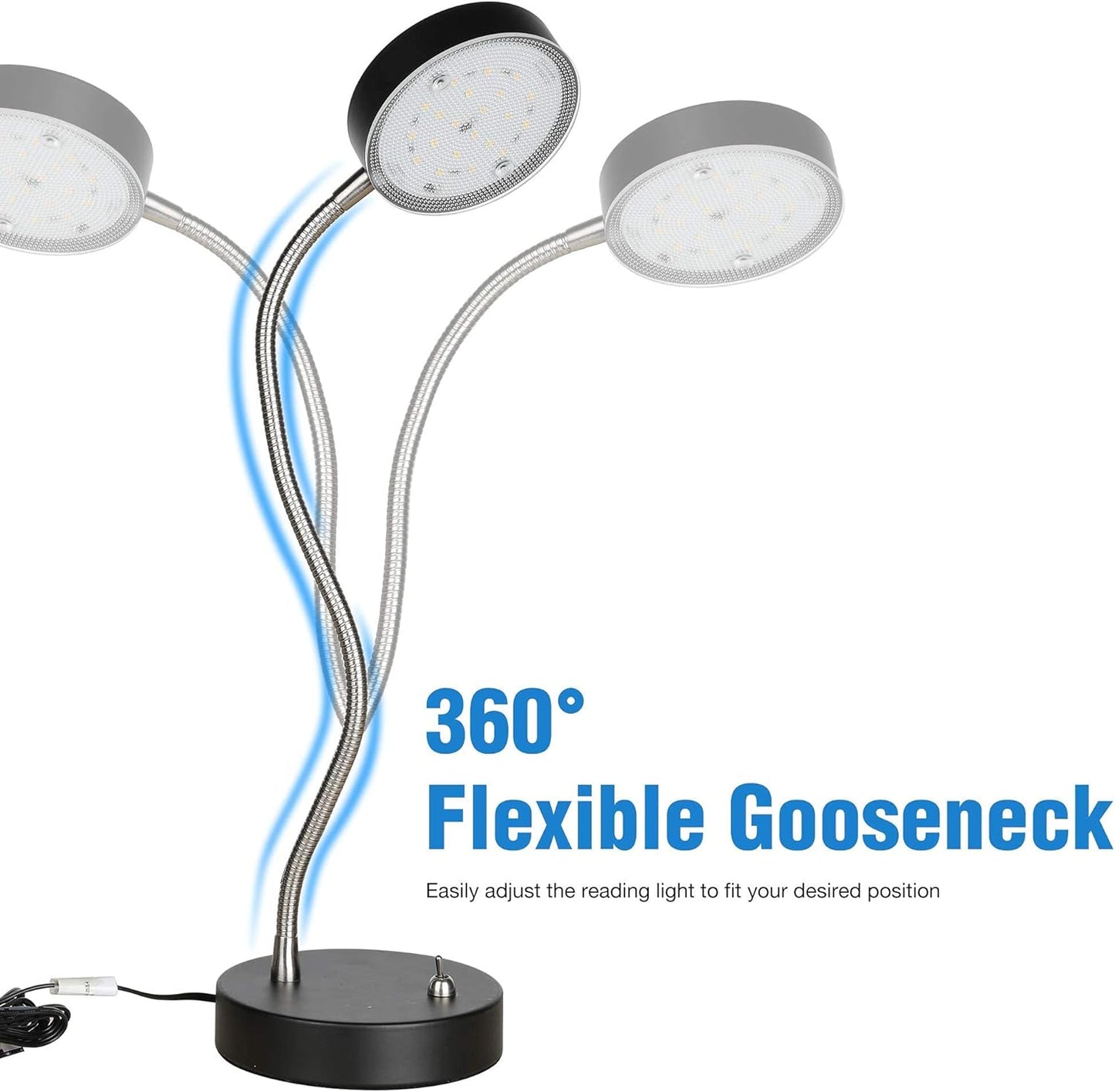 Skiennix Flexible Gooseneck LED Desk Lamp - 4.5W 260LM, 4000K Light for Home Office & Study | 19.25" Height