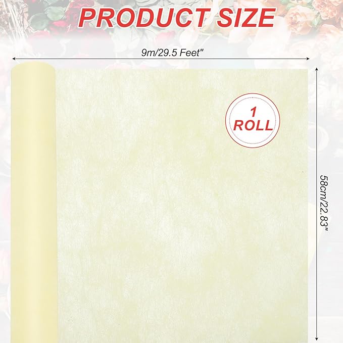 PATIKIL Flower Wrapping Paper 29.5 Ft x 22.8 Inch, Cotton Wrapping Flower Paper Tissue Paper for Flower Bouquet Gift Wrapping Valentine's Day Graduation Gift Floral Wrap, Beige