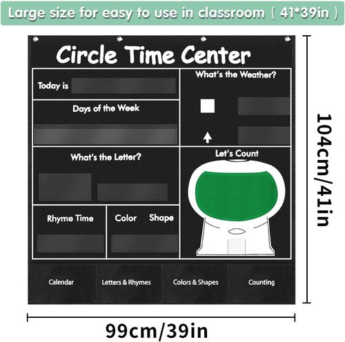 Circle Time Learning Center | Educational Pocket Chart Calendar for Classroom - Black
