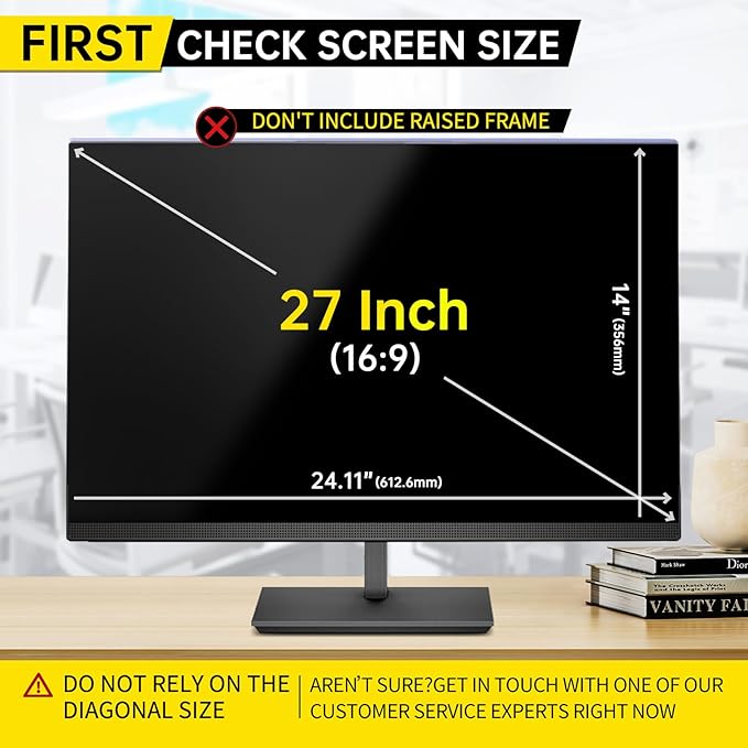 DEJIMAX 27 Inch Computer Privacy Screen for 16:9 Computer Monitor, Anti-Blue Light Monitor Privacy Screen Filter, Anti-UV Computer Shield, Hanging Type