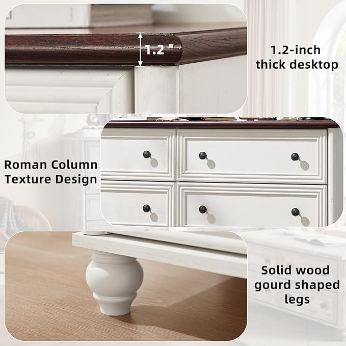 Dressers & Night Stand Set of 3, Wood 54'' Wide Dresser & 18'' Chest of Drawers, Roman Column 2 & 3 Drawer Nightstand Set of 2, Furniture 6 Drawer Dresser Suites for Bedroom Living Room, Hallway, Home