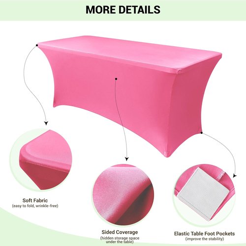Obstal 6ft Stretch Spandex Table Cover - Fitted Dark Pink Tablecloth for Weddings & Parties | 72L x 30W x 30H Inches, 2-Pack