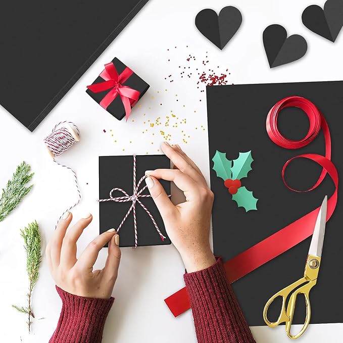 U HOMOVING 200 Sheets Black Kraft Paper for Wrapping Gifts Bouquet 18”x 24”Construction Paper for Art Craft Drawing Supplies Kraft Sheets for Packing Moving Shipping