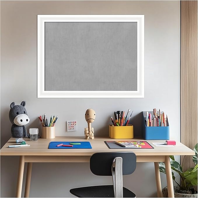 Amanti Art White Framed Magnetic Board 21x27 Medium Vision Board for use with Magnets, 100% Metal Sheet to Display Items as Office Decor or for Home Organization in mudroom, Kitchen or Kids Room