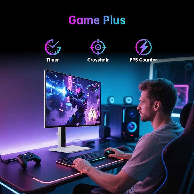 KTC 27 Inch 4K Gaming Monitor, Dual Mode UHD 160Hz & FHD 320Hz, Fast IPS, HDR400, Adaptive Sync, 90W Type-C, HDMI 2.1 & DP 1.4, Height Adjustment PC Monitor, VESA, KVM Support, H27P6