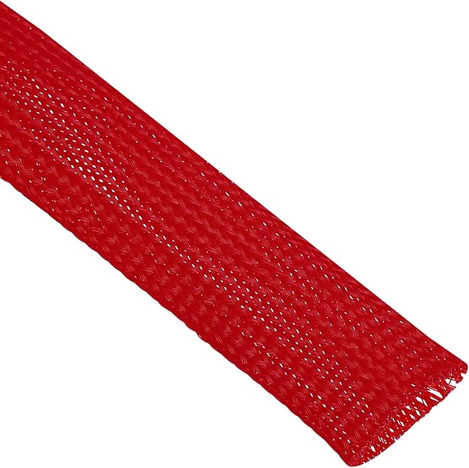 uxcell Expandable Sleeving, 1-inch 25ft Cable Sleeve, Red