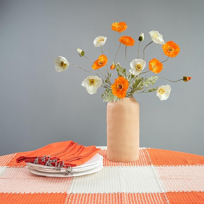 6PCS Orange Poppies Artificial Flowers Faux Poppy Silk Orange Flowers with Long Stems for Home Table Office Fall Outdoor Indoor Baby Shower Halloween Arrangements