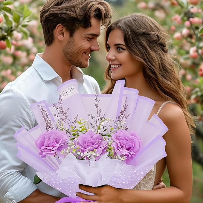DEWJDFSC 20 Sheets Flower Wrapping Paper,Waterproof Floral Korean Bouquet Wrapping Paper, Florist Supplies, Suitable for Flowers Gift Packaging (Purple)