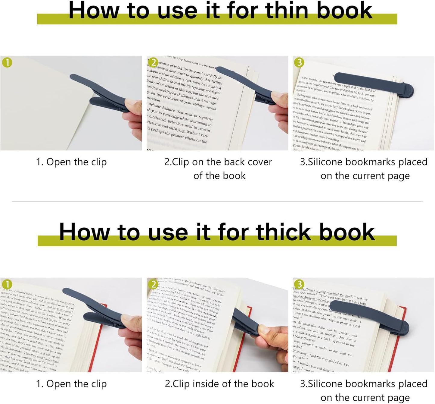 SMUK 3pcs Silicone Bookmarks - Cute Automatic Page Keepers for Book Lovers | Ideal Gifts for Readers