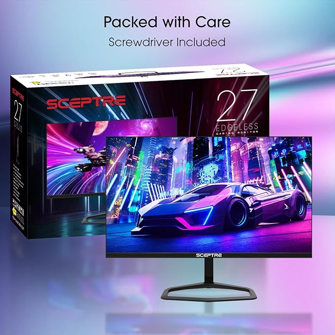 Sceptre 27-inch 240Hz Gaming Monitor 1ms 99% sRGB AMD FreeSync Premium DisplayPort x2 HDMI x2 Build-in Speakers, Machine Black (E278B-FWD240)