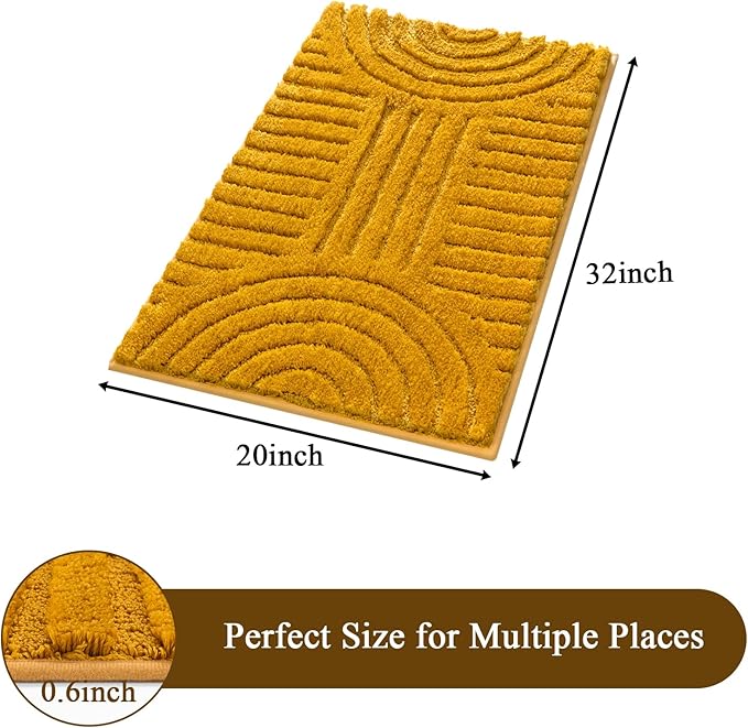 SHACOS Super Soft Bathroom Runner Rugs 20"x32" Non Slip Boho Bathroom Mats Microfiber Absorbent Carpet for Bath Room Machine Washable Shaggy Bath Rugs for Shower Bathtub Home Decor, 1'8" x 2'8"