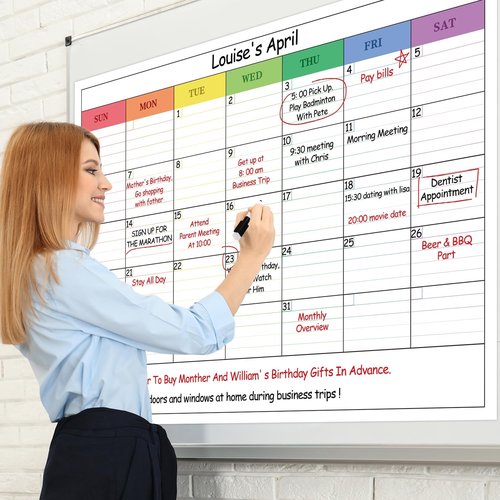 DERAYEE Large Dry Erase Calendar - 33" x 25" Wall Planner with Note Space for Home & Office