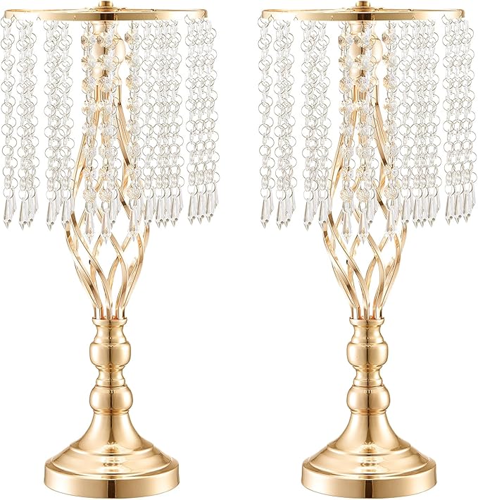VEVOR Metal Wedding Centerpiece Gold,Crystal,12PCS 49cm/19.3”