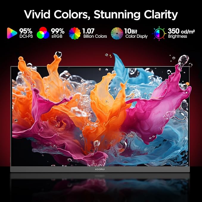 KOORUI 27 Inch 4K Gaming Monitor, Dual Mode(UHD 160Hz / FHD 320Hz), Fast IPS 2160p PC Monitor, 95% DCI-P3, HDR400, Eye-Care, Height/Pivot/Tilt Adjustability, VESA Mountable，HDMI 2.1/DP 1.4, G2741L