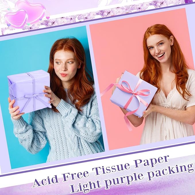 Qilery 500 Sheets Tissue Paper 15 x 20 Inch Acid Free Wrapping Gift Paper Crafts Bulk for Holiday, Birthday, Party Decor, Weddings, Baby Shower(15 x 20 Inch,Classic,Lavender)