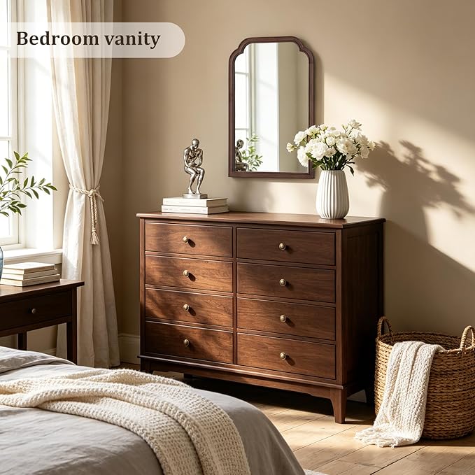 WallBeyond Wood Bathroom Mirrors for Wall Mounted, 20" x 30" Rustic Wood Frame Wall Mirrors Decorative for Living Room or Bedroom Vanity Mirror (Walnut)