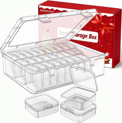 Mathtoxyz Bead Organizer Box - 31Pcs Mini Clear Storage Containers for DIY Jewelry Craft & Bracelet Making