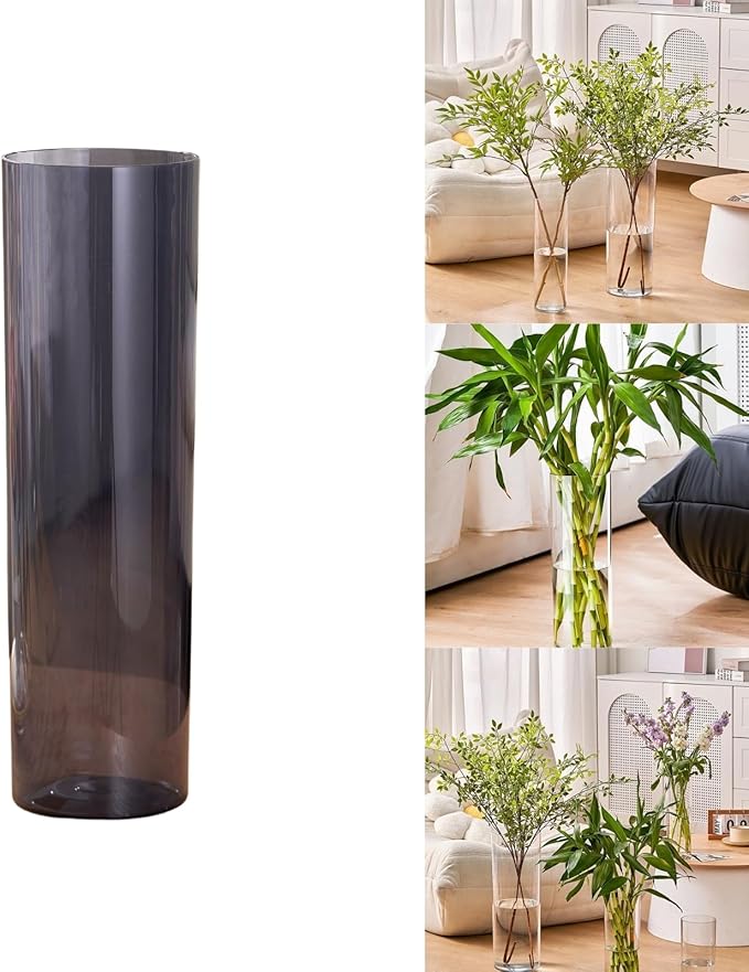 Clear Acrylic Flower Vase, Modern Unbreakable Decorative Cylinder Vase for Wedding Bouquets, Centerpieces, and Home Decor - 10cm Diameter, 40cm Height