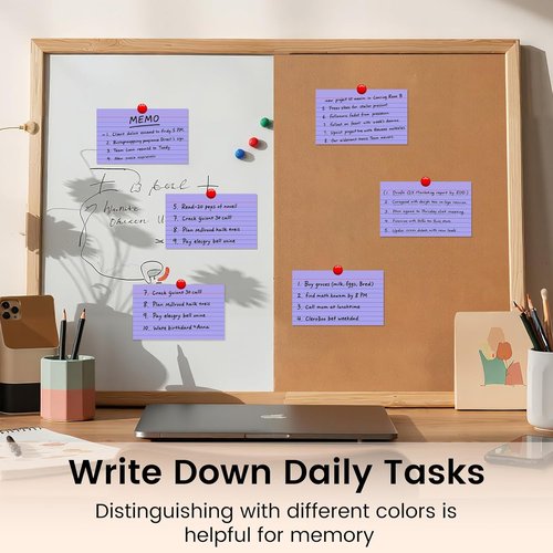 Index Cards - 3x5 Inch Ruled Purple Flash Cards | 300 Sheets for Studying & Organization