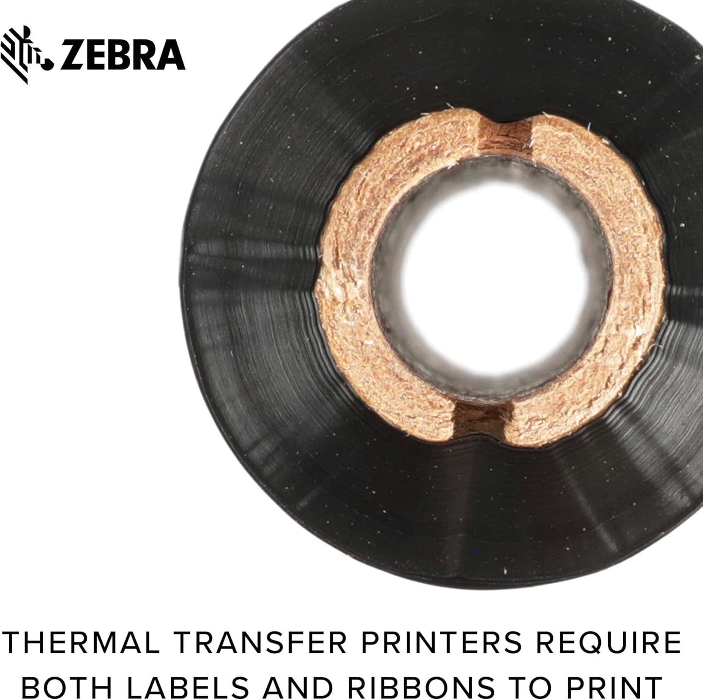 Zebra Black Wax Ribbon - Thermal Transfer Printer Compatible - 4.33" Width, 242 ft Length, 0.5" Core | Pack of 6 Rolls