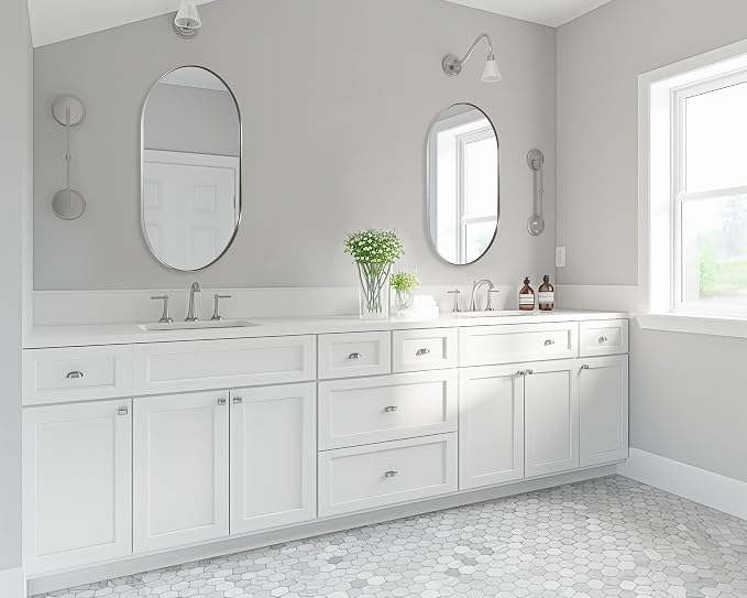 ANDY STAR Rustproof Chrome Oval Mirror for Bathroom, 24x40 Oval Vanity Mirror for Wall, Polished Nickel Mirror for Bathroom in SUS304 Metal Frame 1’’ Deep Wall Mounted Vertical/Horizontal