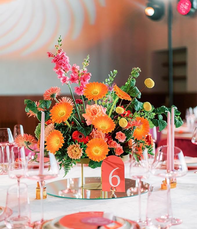 Orange Flowers Artificial Gerbera Daisies 8Pcs PU Daisy Flowers 11.8 Inches Small Artificial Flowers for Vase Wedding Centerpiece Arrangement Living Room Home Decor