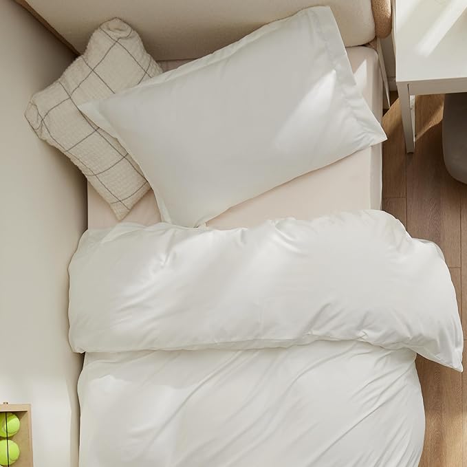 Bedsure Duvet Cover Twin/Twin XL Size - Soft Double Brushed Bedding Set for Kids & Adults, Zipper Closure, 2 Pieces, Includes 1 Duvet Cover (68"x90") & 1 Pillow Sham, NO Comforter, Ivory White