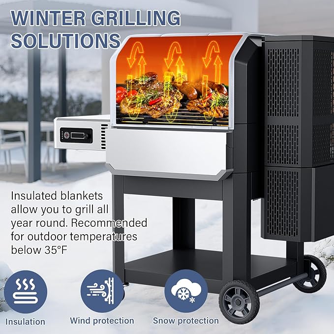 Grill Thermal Insulated Blanket for Masterbuilt Gravity Series 1050 Charcoal Grill, fits MB20041220 Gravity Series Grill Smoker Insulation Blanket for Winter Cooking